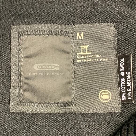 G-STAR Size M Black Cotton Wool Blend Knit Double Breasted Buttoned Cardigan - Picture 7 of 10